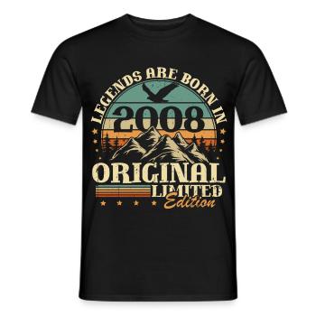 Cadeau d’anniversaire Legends 2008 Vintage 2008 - T-shirt homme - noir - Devant - AI Model Male 178 light (178cm)