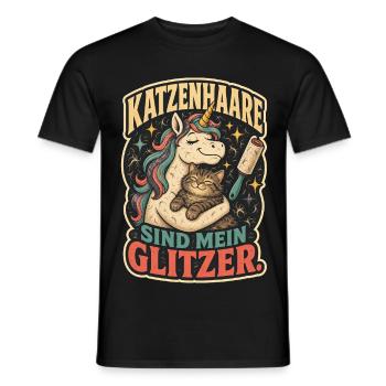 Katzenhaare sind mein Glitzer Shirt - Männer T-Shirt - Schwarz - Vorne - AI Model Male 178 light (178cm)