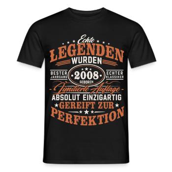 Legenden 2008 Jahrgang geboren 18 Geburtstag - Männer T-Shirt - Schwarz - Vorne - AI Model Male 178 light (178cm)