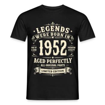 Cadeau pour le 74e anniversaire Homme 1952 Vintage Rétro - T-shirt homme - noir - Devant - AI Model Male 178 light (178cm)