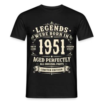 75th Birthday Gift 1951 Man Vintage Retro - Men's T-Shirt - black - Front - AI Model Male 178 light (178cm)