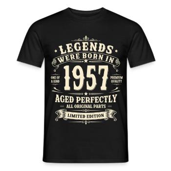 Cadeau pour son 69e anniversaire 1957 Homme Vintage Rétro - T-shirt homme - noir - Devant - AI Model Male 178 light (178cm)