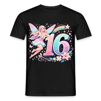 Elfe du 16e anniversaire – Design graphique pastel - T-shirt homme - noir - Devant - AI Model Male 178 light (178cm)
