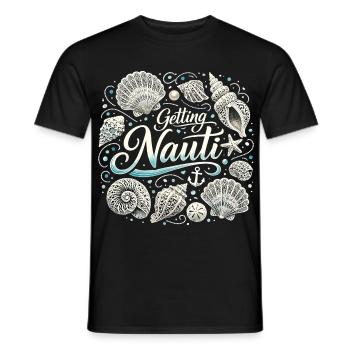 Chemise féminine pour enterrement de vie de garçon maritime - Obtenir une coquille Nauti - T-shirt homme - noir - Devant - AI Model Male 178 light (178cm)
