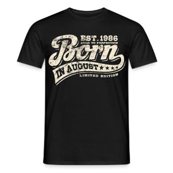 Born in August 1986 - Birthday - Gift - Men's T-Shirt - black - Front - AI Model Male 178 light (178cm)