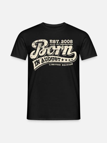 Born in August 2008 - Geburtstag - Geschenk - Männer T-Shirt - Schwarz