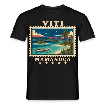 Marque de voyage vintage Mamanuca aux Fidji - T-shirt homme - noir - Devant - AI Model Male 178 light (178cm)