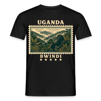 Uganda Bwindi Vintage Travel Brand - Men's T-Shirt - black - Front - AI Model Male 178 light (178cm)