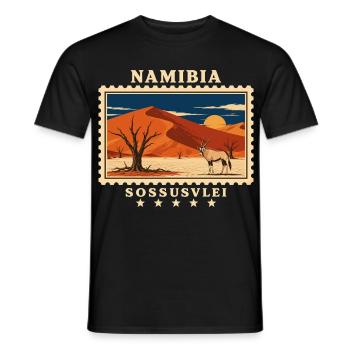Namibia Sossusvlei Vintage Travel Brand - Men's T-Shirt - black - Front - AI Model Male 178 light (178cm)