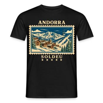 Andorra Soldeu Vintage Reisemarke - Männer T-Shirt - Schwarz - Vorne - AI Model Male 178 light (178cm)