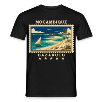 Mosambik Bazaruto Vintage Reisemarke - Männer T-Shirt - Schwarz - Vorne - AI Model Male 178 light (178cm)
