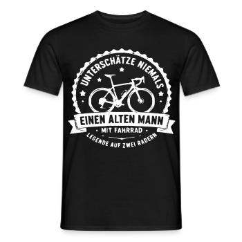 Alte Mann mit Fahrrad Vintage Badge - Männer T-Shirt - Schwarz - Vorne - AI Model Male 178 light (178cm)