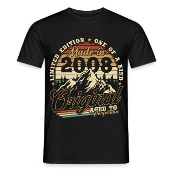 Cadeau d’anniversaire vintage vintage 2008 rétro - T-shirt homme - noir - Devant - AI Model Male 178 light (178cm)