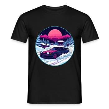 Art rétro des années 80 JDM Winter Drift AE86 Synthwave - T-shirt homme - noir - Devant - AI Model Male 178 light (178cm)