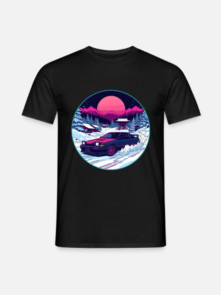 Neon Winter Drift Alpenkunst - Männer T-Shirt - Schwarz