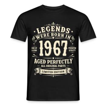60th Birthday Gift 1967 Man Vintage Retro - Men's T-Shirt - black - Front - AI Model Male 178 light (178cm)