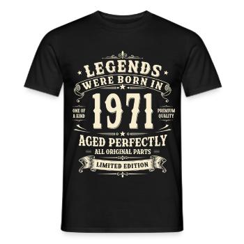 55th Birthday Gift 1971 Man Vintage Retro - Men's T-Shirt - black - Front - AI Model Male 178 light (178cm)
