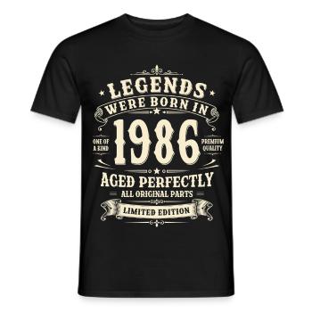 40th Birthday Gift 1986 Man Vintage Retro - Men's T-Shirt - black - Front - AI Model Male 178 light (178cm)
