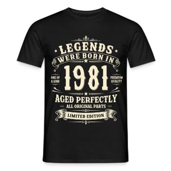 Cadeau pour le 45e anniversaire 1981 Homme Vintage Rétro - T-shirt homme - noir - Devant - AI Model Male 178 light (178cm)