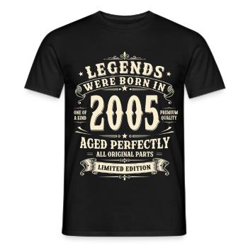 21st Birthday Gift 2005 Man Vintage Retro - Men's T-Shirt - black - Front - AI Model Male 178 light (178cm)