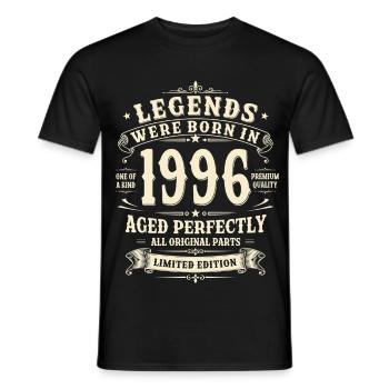 30th Birthday Gift 1996 Man Vintage Retro - Men's T-Shirt - black - Front - AI Model Male 178 light (178cm)