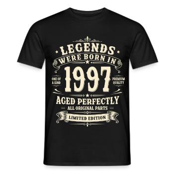 Cadeau d’anniversaire pour le 29e anniversaire 1997 Homme Vintage Rétro - T-shirt homme - noir - Devant - AI Model Male 178 light (178cm)