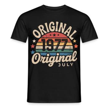 Original July 1977 Retro Vintage Birthday - Men's T-Shirt - black - Front - AI Model Male 178 light (178cm)