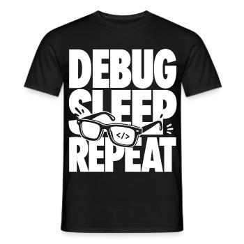Debug Sleep Repeat Programmer - Men's T-Shirt - black - Front - AI Model Male 178 light (178cm)