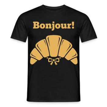 Breakfast Bonjour Funny Brunch Coffee Pancake - Men's T-Shirt - black - Front - AI Model Male 178 light (178cm)