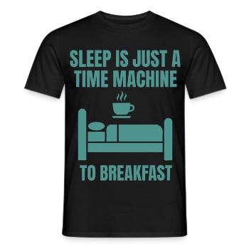 Le petit-déjeuner : le sommeil étrange n’est qu’une machine à voyager dans le temps - T-shirt homme - noir - Devant - AI Model Male 178 light (178cm)