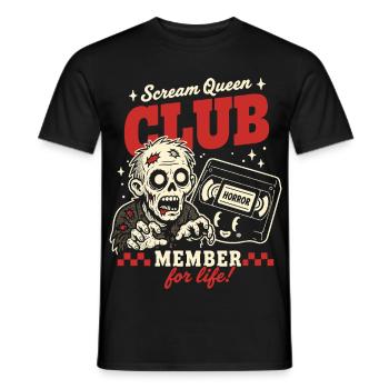 Scream Queen Club Horror Fan - Men's T-Shirt - black - Front - AI Model Male 178 light (178cm)