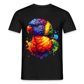 Motif de loriquet forestier - T-shirt homme - noir - Devant - AI Model Male 178 light (178cm)