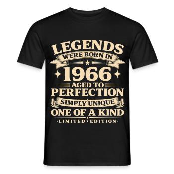 Born in 1966 Simply unique - Men's T-Shirt - black - Front - AI Model Male 178 light (178cm)