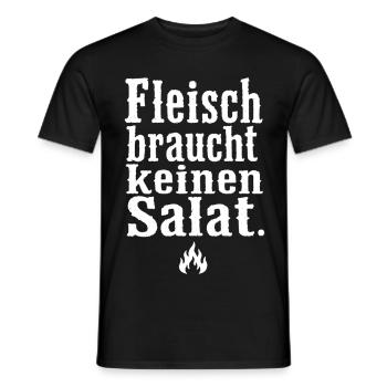 Fleisch braucht keinen Salat Spruch Grill Motiv - Männer T-Shirt - Schwarz - Vorne - AI Model Male 178 light (178cm)