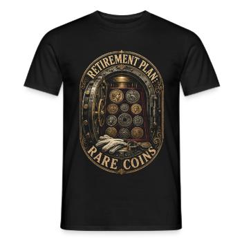 Coin Collector Numismatics Retirement Plan Rare Coins - Men's T-Shirt - black - Front - AI Model Male 178 light (178cm)