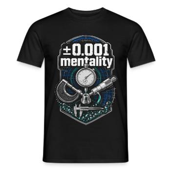 Mentalité d’opérateur de machine de découpe CNC Router 0.001 - T-shirt homme - noir - Devant - AI Model Male 178 light (178cm)