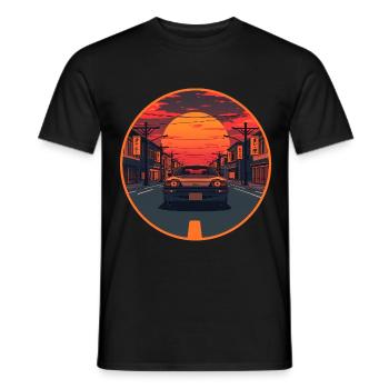Retro 80er JDM Hatchback Japan Street Emblem - Männer T-Shirt - Schwarz - Vorne - AI Model Male 178 light (178cm)