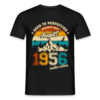 August 1956 | Aged to perfection | Birthday - Men's T-Shirt - black - Front - AI Model Male 178 light (178cm)