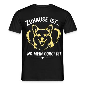 Zuhause ist Corgi - Männer T-Shirt - Schwarz - Vorne - AI Model Male 178 light (178cm)