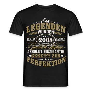 2008 Jahrgang geboren Legenden Vintage Geburtstag - Männer T-Shirt - Schwarz - Vorne - AI Model Male 178 light (178cm)