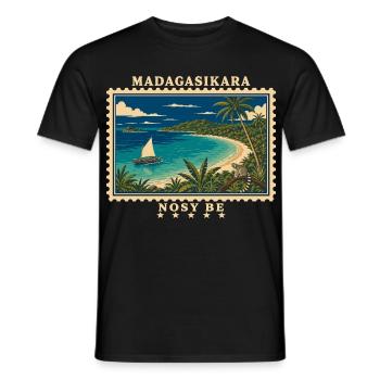 Madagaskar Nosy Be Vintage Reisemarke - Männer T-Shirt - Schwarz - Vorne - AI Model Male 178 light (178cm)