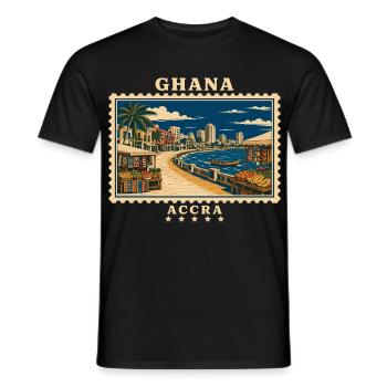 Marque de voyage vintage Ghana Accra - T-shirt homme - noir - Devant - AI Model Male 178 light (178cm)