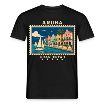 Aruba Oranjestad Vintage Reisemarke - Männer T-Shirt - Schwarz - Vorne - AI Model Male 178 light (178cm)
