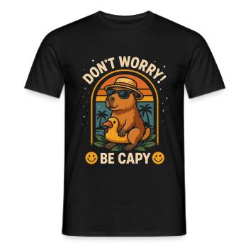 Don’t Worry Be Capy - Drôle d’animal capybara - T-shirt homme - noir - Devant - AI Model Male 178 light (178cm)