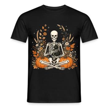 Halloween, Skeleton, Black Cat - Men's T-Shirt - black - Front - AI Model Male 178 light (178cm)