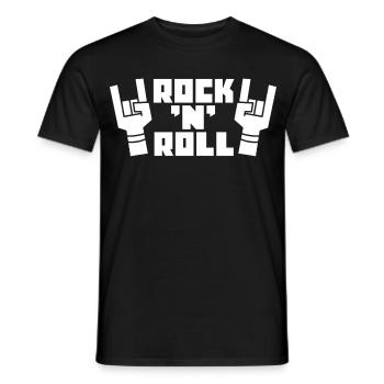 Rock'N'Roll Retro Logo with Finger Horns - Men's T-Shirt - black - Front - AI Model Male 178 light (178cm)