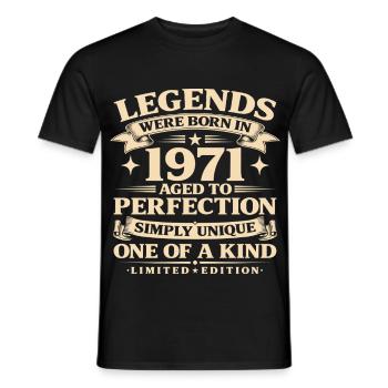 Born in 1971 Simply unique - Men's T-Shirt - black - Front - AI Model Male 178 light (178cm)