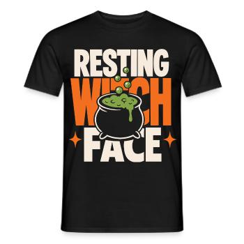 Chaudron au Visage de Sorcière Reposant - T-shirt homme - noir - Devant - AI Model Male 178 light (178cm)