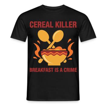 Petit-déjeuner céréales drôles Tueur Le petit-déjeuner est un crime - T-shirt homme - noir - Devant - AI Model Male 178 light (178cm)