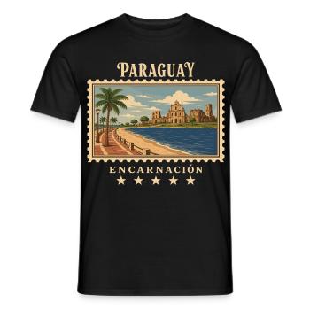 Paraguay Encarnación Vintage Reisemarke - Männer T-Shirt - Schwarz - Vorne - AI Model Male 178 light (178cm)